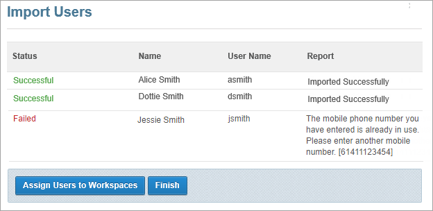 status of imported users